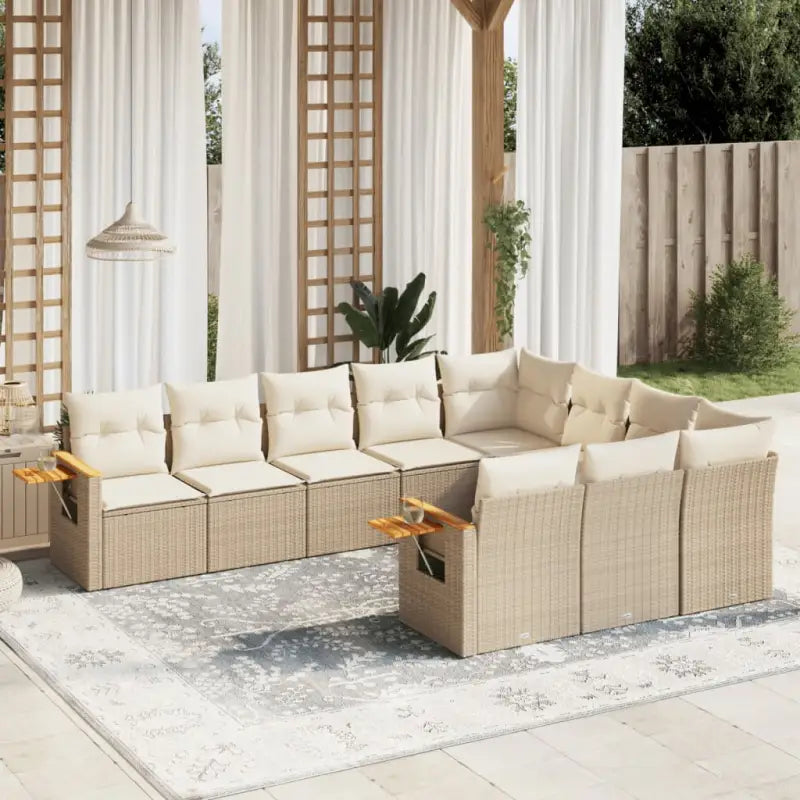 Beige materiaal loungeset met gepoedercoat staal en comfortabele afmetingen - beige en crèmekleurig / Zonder tafel