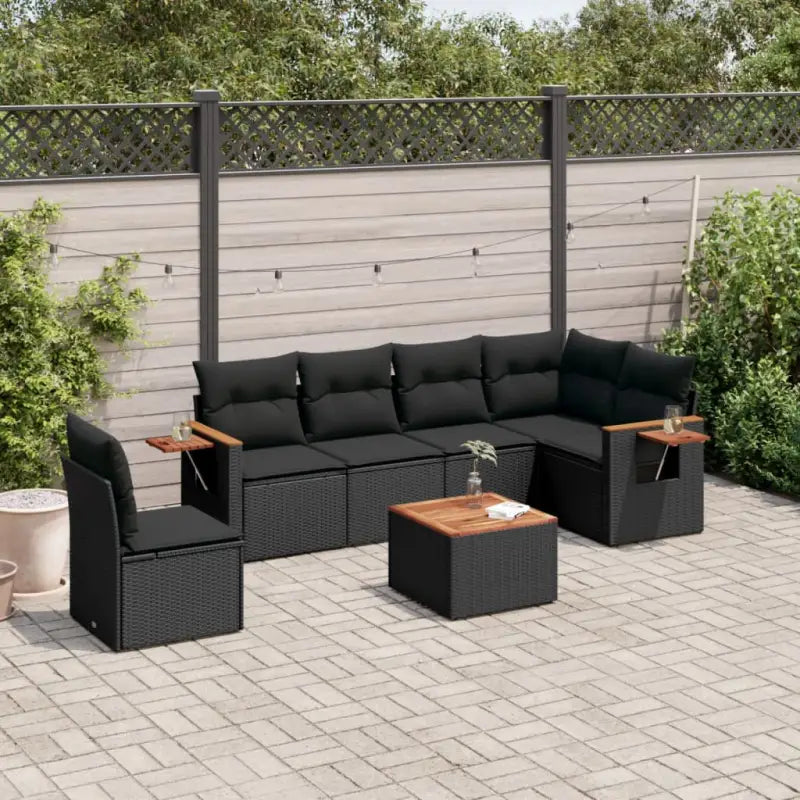 Beige materiaal loungeset met gepoedercoat staal en comfortabele afmetingen - Zwart / Met tafel - Tuinsets