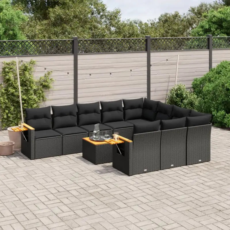 Beige materiaal loungeset met gepoedercoat staal en comfortabele afmetingen - Zwart / Met tafel - Tuinsets