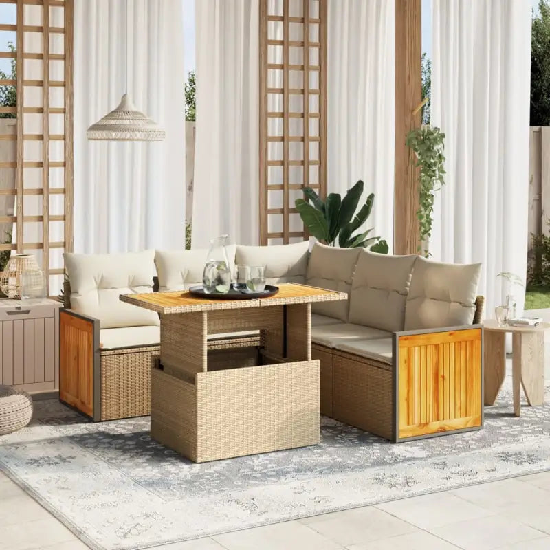 Beige materiaal loungeset met gepoedercoat staal en comfortabele afmetingen - beige en crèmekleurig - Tuinsets