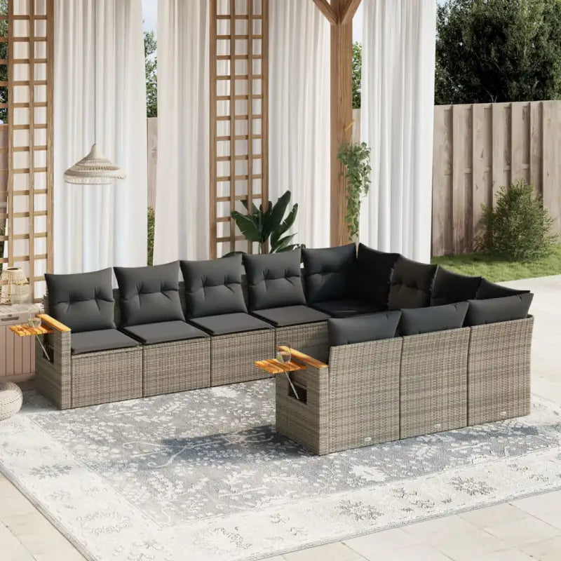 Beige materiaal loungeset met gepoedercoat staal en comfortabele afmetingen - Grijs / Zonder tafel - Tuinsets