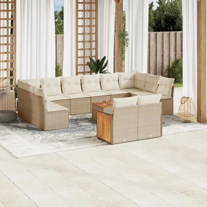 Beige materiaal loungeset met gepoedercoat staal en comfortabele afmetingen - beige en crèmekleurig / Met tafel