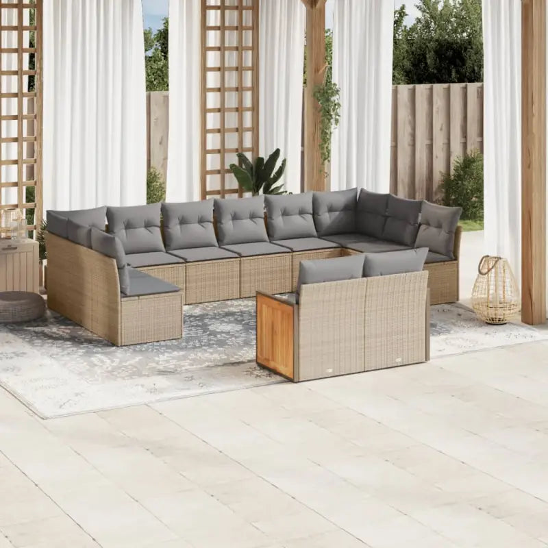Beige materiaal loungeset met gepoedercoat staal en comfortabele afmetingen - beige en lichtgrijs / Zonder tafel