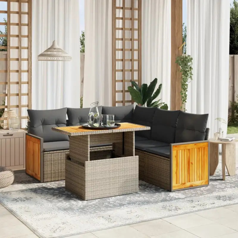 Beige materiaal loungeset met gepoedercoat staal en comfortabele afmetingen - Grijs - Tuinsets