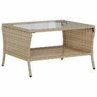 Beige materiaal loungeset met gepoedercoat staal en gehard glas - Tuinsets