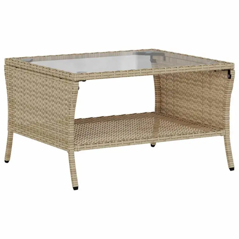 Beige materiaal loungeset met gepoedercoat staal en gehard glas - Tuinsets