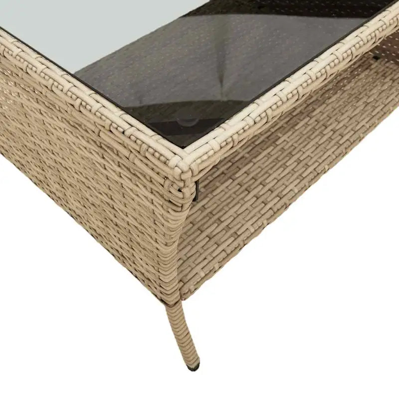 Beige materiaal loungeset met gepoedercoat staal en gehard glas - Tuinsets