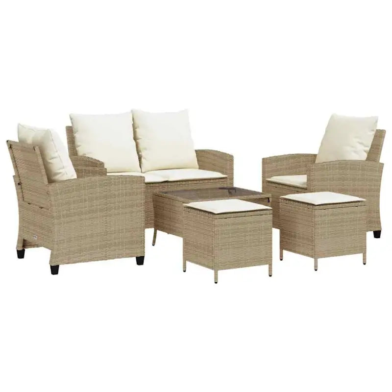 Beige materiaal loungeset met gepoedercoat staal en gehard glas - Tuinsets