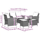 Beige materiaal loungeset met gepoedercoat staal en gehard glas - Tuinsets