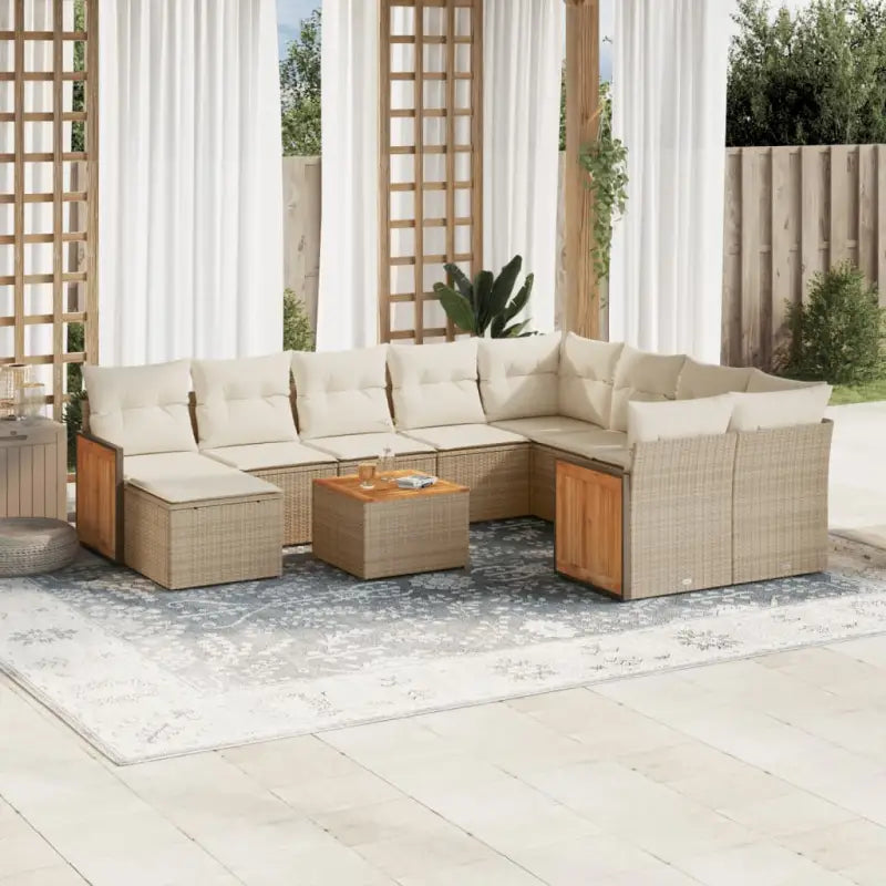 Beige materiaal loungeset met gepoedercoat staal en passende afmetingen - beige en crèmekleurig - Tuinsets