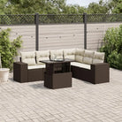 Beige materiaal loungeset met gepoedercoat staal en ruime afmetingen - Bruin en crème / zonder opbergruimte - Tuinsets