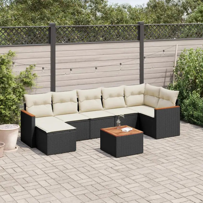 Beige materiaal loungeset met gepoedercoat staal en waterdichte tas - Zwart en crème / Met tafel - Tuinsets