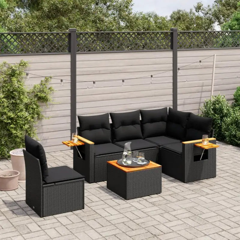 Beige materiaal loungeset met gepoedercoat staal en waterdichte tas - Zwart / Met tafel - Tuinsets