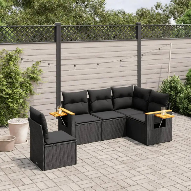 Beige materiaal loungeset met gepoedercoat staal en waterdichte tas - Zwart / Zonder tafel - Tuinsets