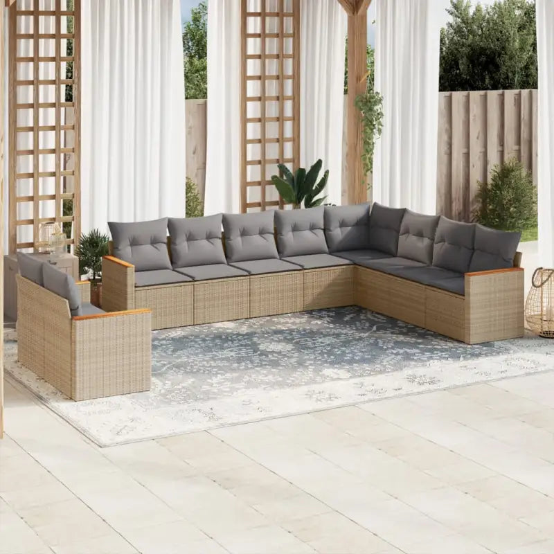 Beige materiaal loungeset met gepoedercoat staal en waterdichte tas - Beige en grijs / Zonder tafel - Tuinsets