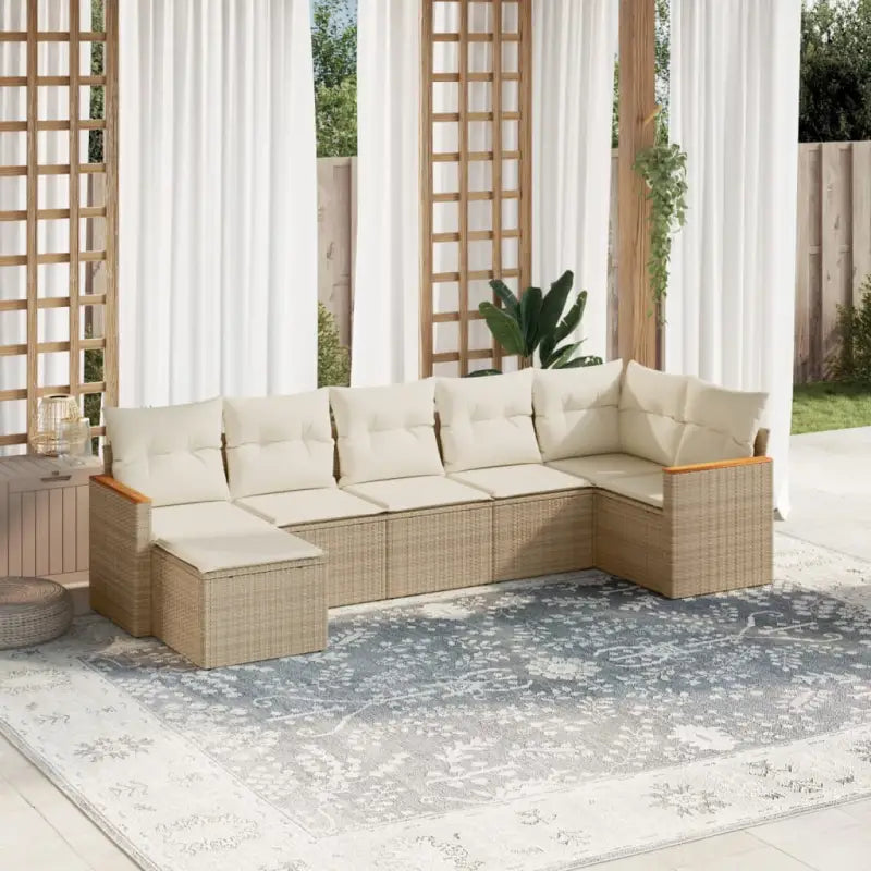 Beige materiaal loungeset met gepoedercoat staal en waterdichte tas - beige en crèmekleurig / Zonder tafel - Tuinsets