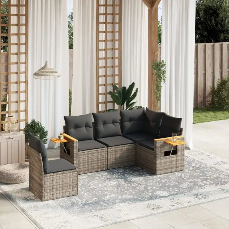 Beige materiaal loungeset met gepoedercoat staal en waterdichte tas - Grijs / Zonder tafel - Tuinsets