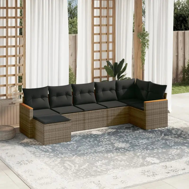 Beige materiaal loungeset met gepoedercoat staal en waterdichte tas - Grijs / Zonder tafel - Tuinsets