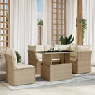 Beige materiaal loungeset met gepoedercoat staal voor jouw tuin of terras - beige en crèmekleurig / Met tafel - Tuinsets