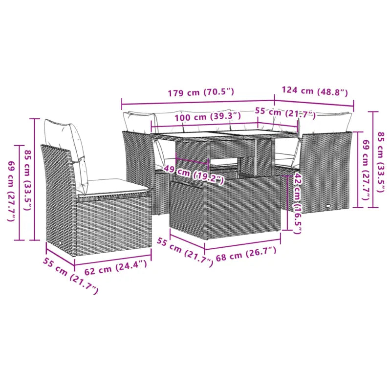 Beige materiaal loungeset met gepoedercoat staal voor jouw tuin of terras - Tuinsets