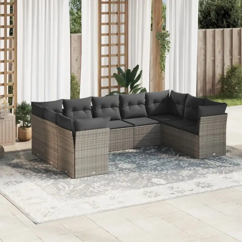 Beige materiaal loungeset met poly rattan en gepoedercoat staal afmetingen - Grijs / Zonder tafel - Tuinsets