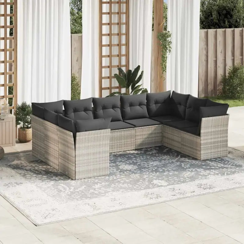 Beige materiaal loungeset met poly rattan en gepoedercoat staal afmetingen - Lichtgrijs / Zonder tafel - Tuinsets