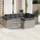 Beige materiaal loungeset met poly rattan en gepoedercoat staal - Lichtgrijs / Zonder tafel - Tuinsets