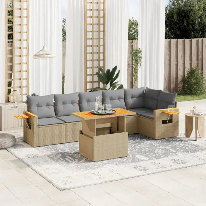 Beige materiaal loungeset van gepoedercoat staal met comfortabele afmetingen - Beige en grijs - Tuinsets