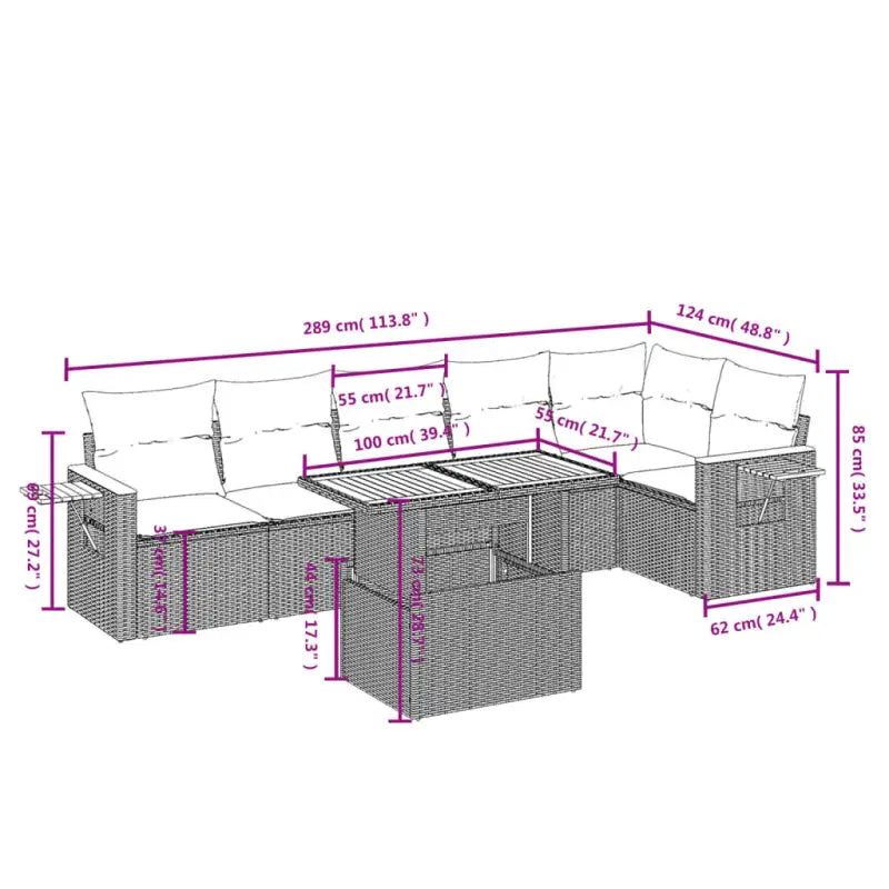 Beige materiaal loungeset van gepoedercoat staal met comfortabele afmetingen - Tuinsets