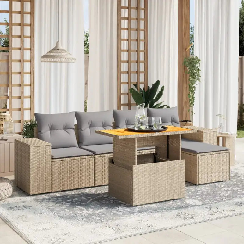 Beige materiaal loungeset van gepoedercoat staal met ideale afmetingen - Beige en grijs / zonder opbergruimte - Tuinsets