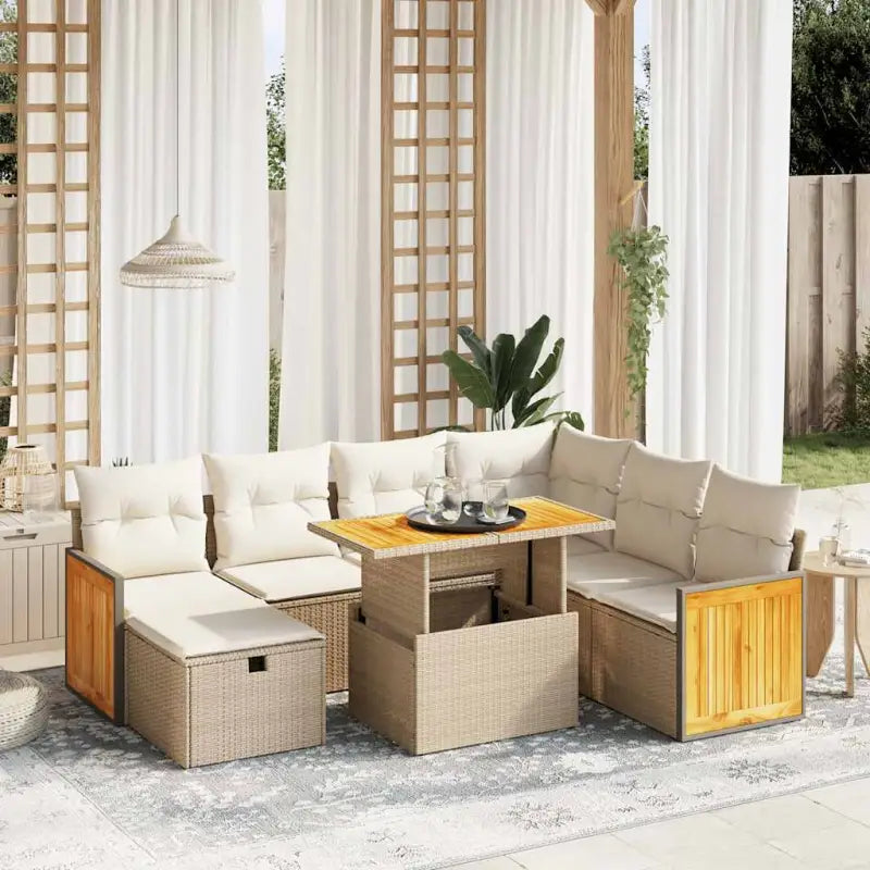 Beige materiaal loungeset van gepoedercoat staal met ideale afmetingen - beige en crèmekleurig - Tuinsets