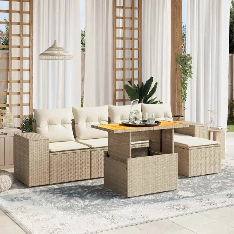 Beige materiaal loungeset van gepoedercoat staal met ideale afmetingen - beige en crèmekleurig / zonder opbergruimte