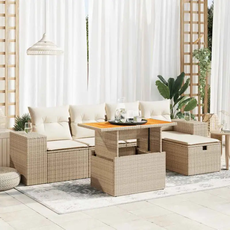 Beige materiaal loungeset van gepoedercoat staal met ideale afmetingen - beige en crèmekleurig / met opbergruimte