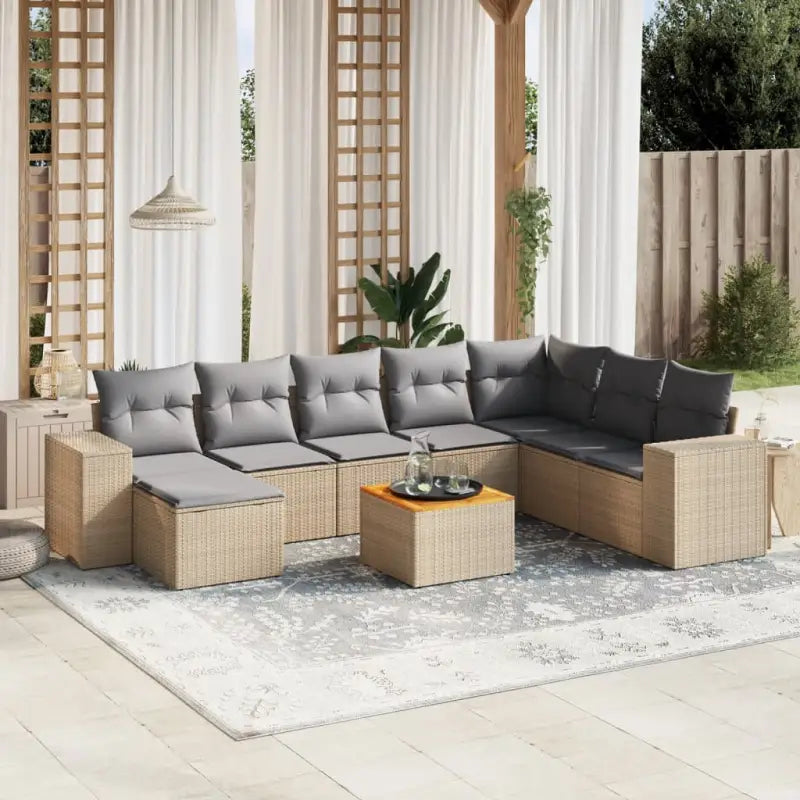 Beige materiaal loungeset van gepoedercoat staal met ideale afmetingen - Beige en grijs - Tuinsets