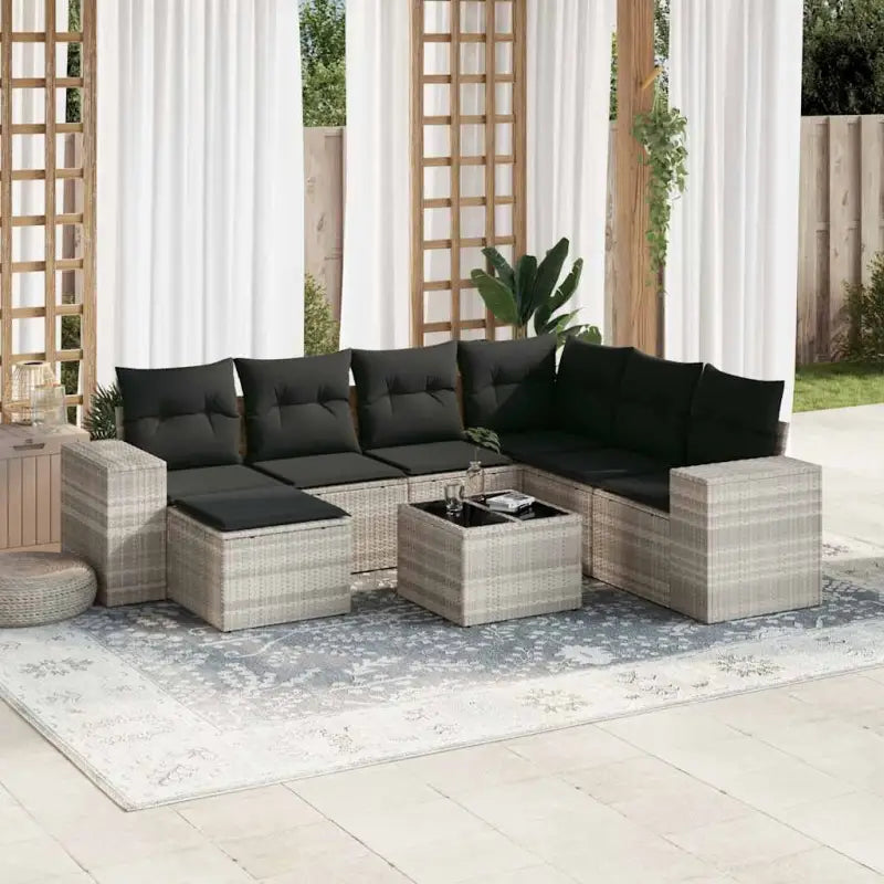 Beige materiaal loungeset van gepoedercoat staal met perfecte afmetingen - Lichtgrijs / Zonder tafel - Tuinsets
