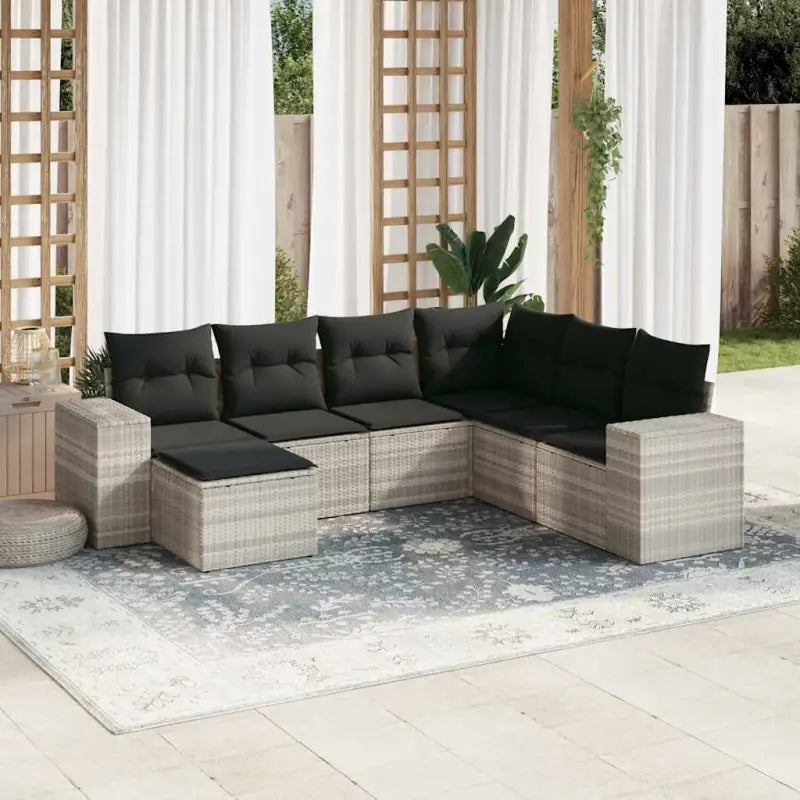 Beige materiaal loungeset van gepoedercoat staal met perfecte afmetingen - Lichtgrijs / Met tafel - Tuinsets