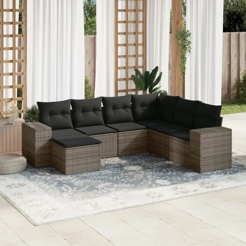 Beige materiaal loungeset van gepoedercoat staal met perfecte afmetingen - Grijs / Met tafel - Tuinsets