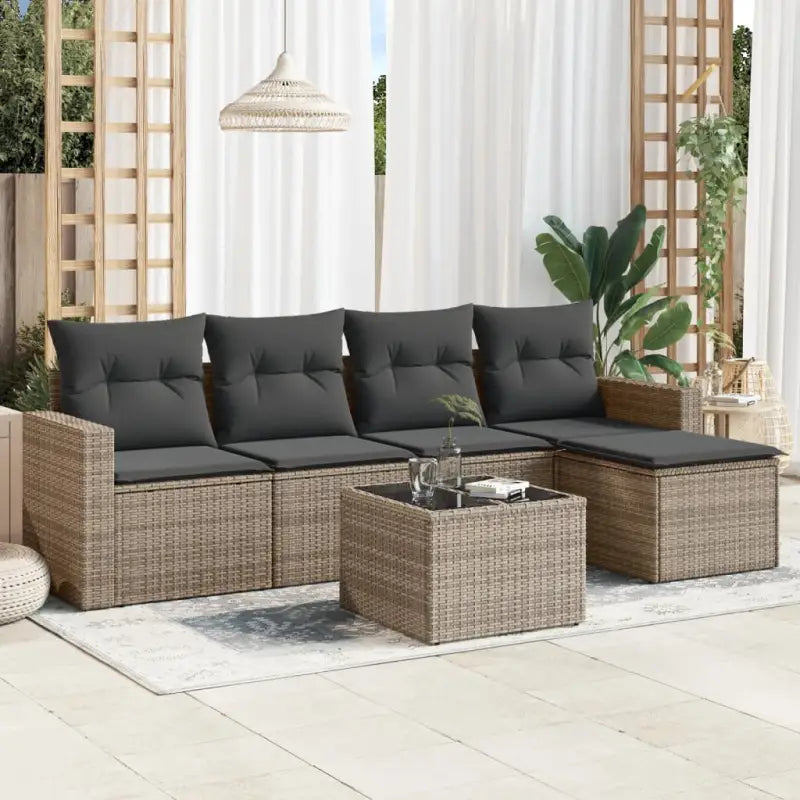 Beige materiaal tuinbank van gepoedercoat staal voor terras of achtertuin - Grijs / Met tafel - Tuinsets