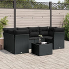 Beige materiaal tuinset met gepoedercoat staal en afmetingen overzichtelijk - Zwart / 4x hoek + 2x midden + Tafel
