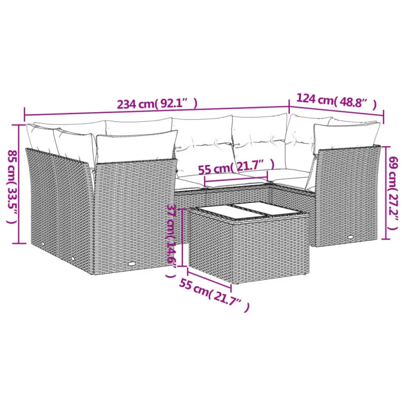 Beige materiaal tuinset met gepoedercoat staal en afmetingen overzichtelijk - Tuinsets