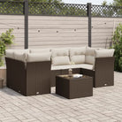 Beige materiaal tuinset met gepoedercoat staal en afmetingen overzichtelijk - Bruin / 4x hoek + 2x midden + Tafel