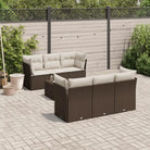 Beige materiaal tuinset met gepoedercoat staal en afmetingen overzichtelijk - Bruin / Tafel + 4x hoek + 2x midden