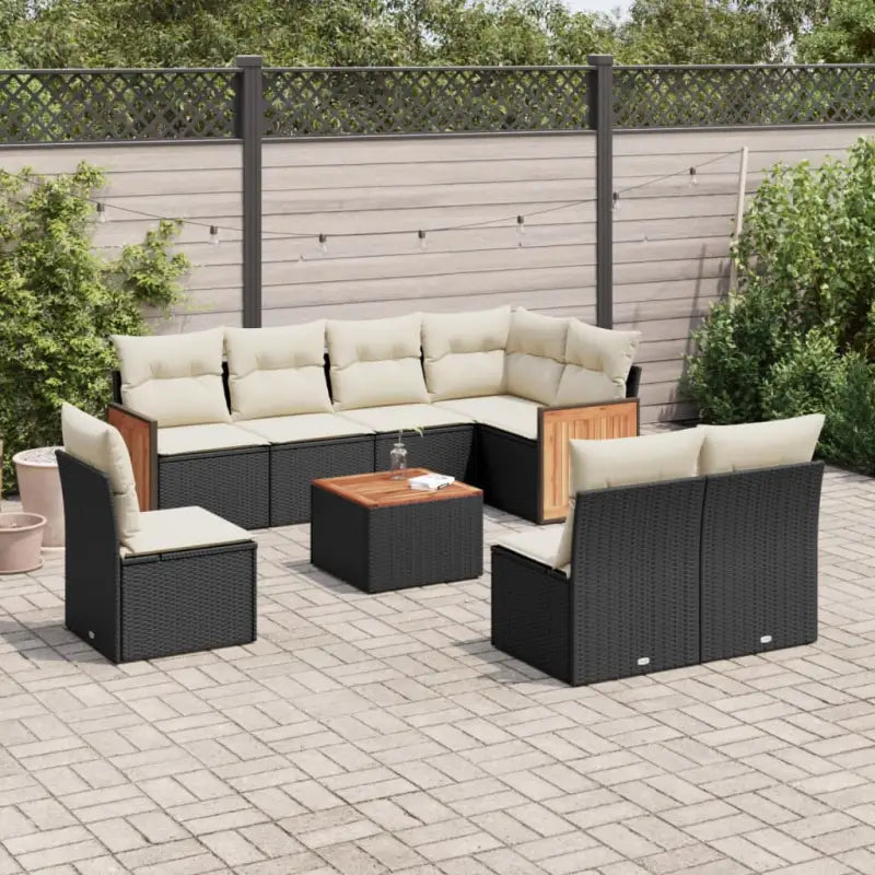 Beige materiaal tuinsets met gepoedercoat staal en comfortabele afmetingen - Zwart en crème / Met tafel - Tuinsets
