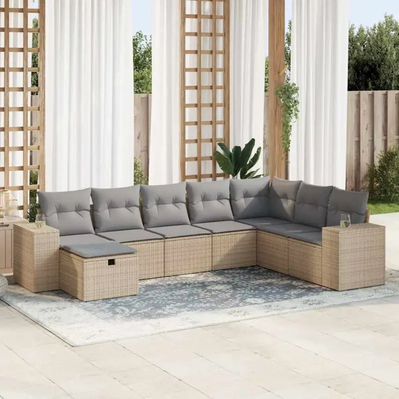 Beige materiaal tuinstoelset met gepoedercoat staal afmetingen - Beige en grijs / met opbergruimte - Tuinsets