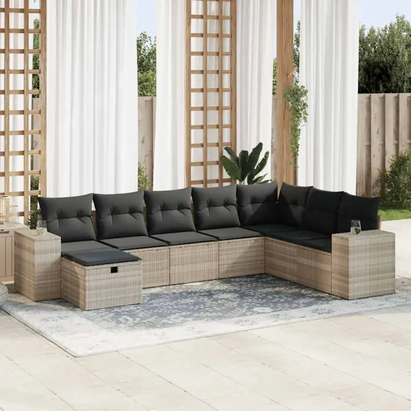 Beige materiaal tuinstoelset met gepoedercoat staal afmetingen - Lichtgrijs / met opbergruimte - Tuinsets