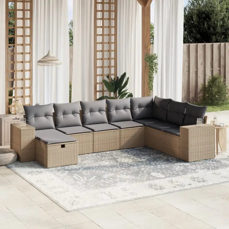 Beige materiaal tuinstoelset met gepoedercoat staal afmetingen - Beige en grijs / zonder opbergruimte - Tuinsets