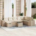 Beige materiaal tuinstoelset met gepoedercoat staal afmetingen - beige en crèmekleurig / met opbergruimte - Tuinsets