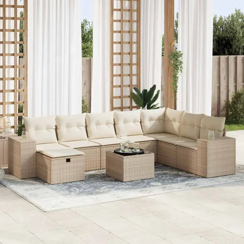 Beige materiaal tuinstoelset met gepoedercoat staal afmetingen - beige en crèmekleurig / met opbergruimte - Tuinsets