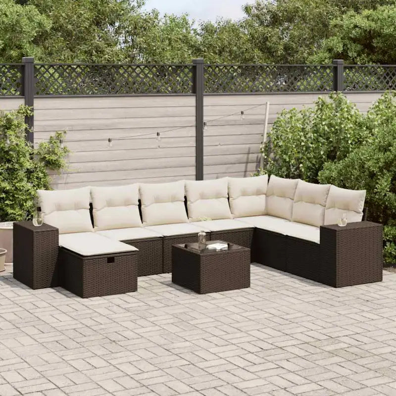 Beige materiaal tuinstoelset met gepoedercoat staal afmetingen - Bruin en crème / met opbergruimte - Tuinsets