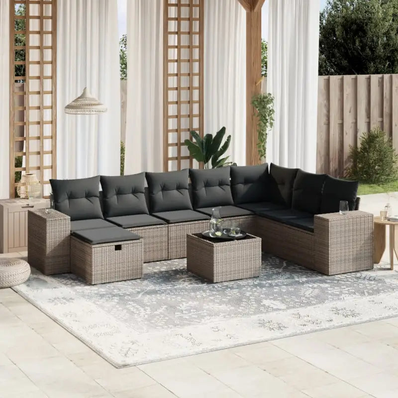 Beige materiaal tuinstoelset met gepoedercoat staal afmetingen - Grijs / zonder opbergruimte - Tuinsets